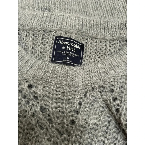 Abercrombie & FitchWomens Sweater S Gray Wool Alpaca Blend Open Knit Chunky - Picture 10 of 10